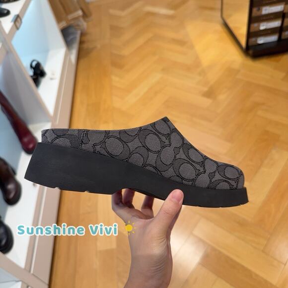 NWT Coach Women's Link Mule Signature Jacquard Black/Charcoal CBN24 US 9 - Picture 5 of 8